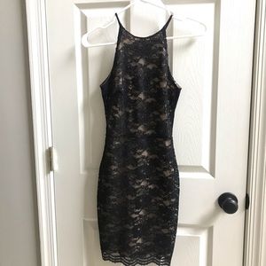 Aqua Black Lace Bodycon Dress